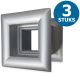 Quadratische Türgitter 29 x 29 mm – Kunststoff metallic grau – 3-Stück-Packungthumbnail