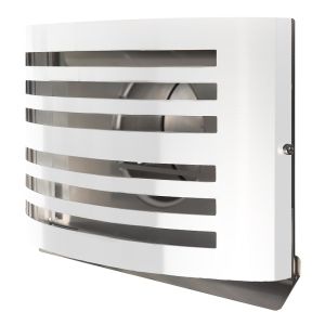 Design-Wetterschutzgitter PREMIUM LINE -ALFA- Ø 125 mm mit grobmaschigem Draht – WEISS RAL9010