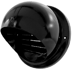 Kugelgitter Edelstahl Ø 125mm mit Lamellen und Moskitonetz - SCHWARZ