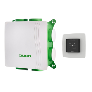 DucoBox Silent mit Schutzkontaktstecker + Steuerschalter RF batteriebetrieben 
