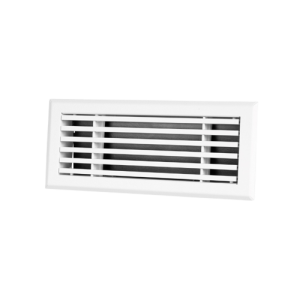 Bodenrost mit Volumenregler - 305 x 57mm - Pulverstruktur - Stahl - weiß - RAL9003