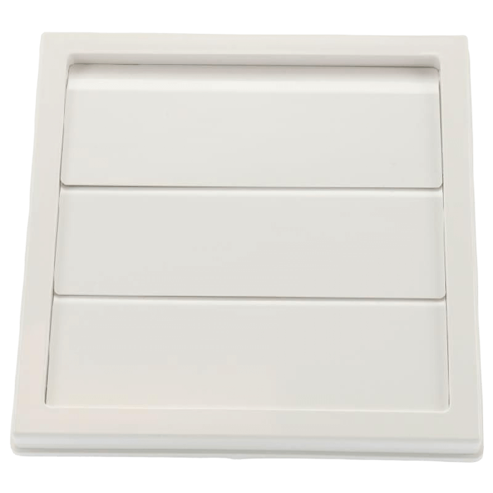 Kunststoff Lamellengitter quadratisch mit Ø 125 mm Anschluss – WEISS (150 x 150 mm)