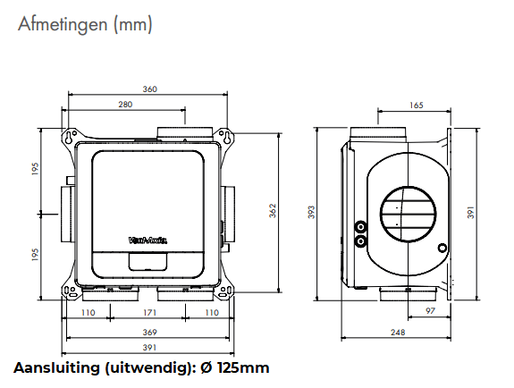 Vent-Axia Multihome Wohnraumlüfter - Advance AEC - 368 m³/h - Eurostecker - CO2-Sensor