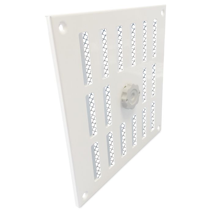 Abschließbares Schiebegitter Aluminium - Aufbaumontage 250 x 250 mm - weiß (3-2525W)