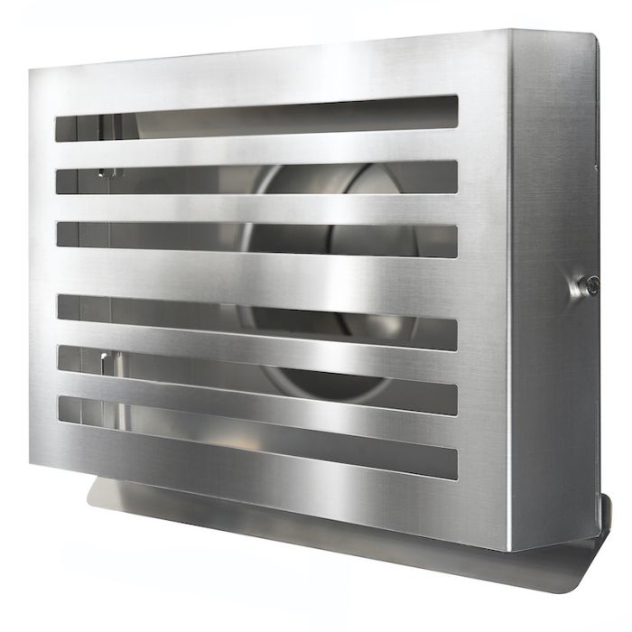 Design-Wetterschutzgitter PREMIUM LINE -BETA- Ø 100 mm mit grobmaschigem Draht – Edelstahl