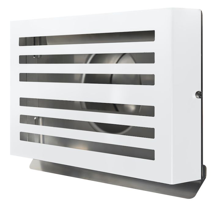 Design-Wetterschutzgitter PREMIUM LINE -BETA- Ø 125 mm mit Rückschlagklappe – WEISS RAL9010