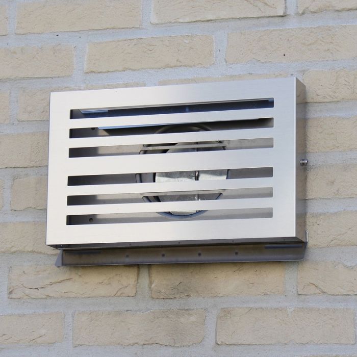 Design-Wetterschutzgitter PREMIUM LINE -BETA- Ø 125 mm mit grobmaschigem Draht – Edelstahl Design-Wetterschutzgitter PREMIUM LINE -BETA- Ø 125 mm mit grobmaschigem Draht – Edelstahl