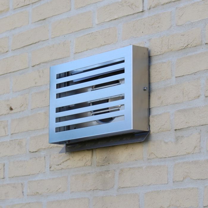 Design-Wetterschutzgitter PREMIUM LINE -BETA- Ø 150 mm mit Rückschlagklappe – Edelstahl