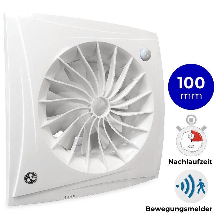 Badlüfter Blauberg Sileo - Ø 100 mm - mit Nachlauf + Bewegungsmelder (SILEO100IR)