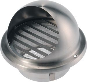 Rundes Lüftungsgitter Ø 200mm aus Edelstahl mit Lamellen und Fliegendraht Rundes Lüftungsgitter Ø 200mm aus Edelstahl mit Lamellen und Fliegendraht