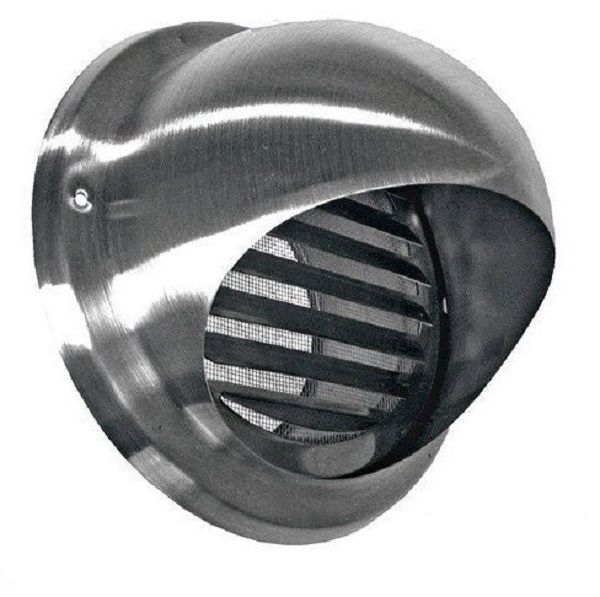Rundes Lüftungsgitter Ø 200mm aus Edelstahl mit Lamellen und Fliegendraht Rundes Lüftungsgitter Ø 200mm aus Edelstahl mit Lamellen und Fliegendraht