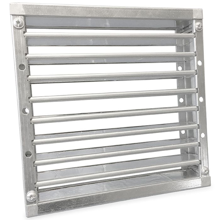 Feuerbeständiges quadratisches Lamellengitter 200 x 200 mm - High Performance (Boden/Außenwand Anwendung)