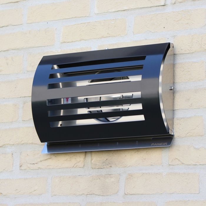 Design-Wetterschutzgitter PREMIUM LINE -DELTA- Ø 100 mm mit grobmaschigem Draht – SCHWARZ RAL7021