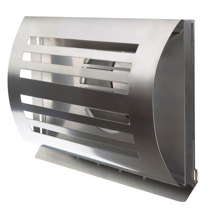 Design-Wetterschutzgitter PREMIUM LINE -DELTA- Ø 125 mm mit Rückschlagklappe – Edelstahl