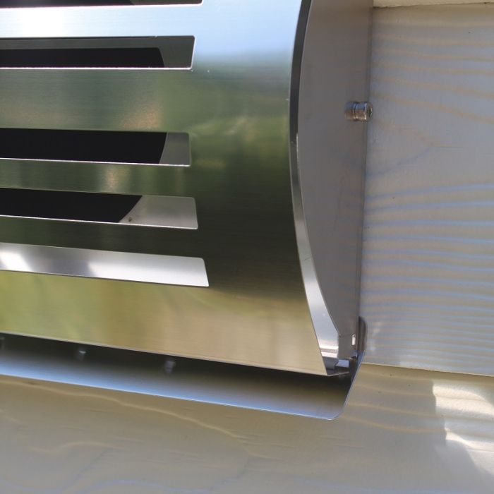 Design-Wetterschutzgitter PREMIUM LINE -DELTA- Ø 150 mm mit grobmaschigem Draht – Edelstahl