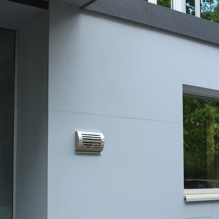 Design-Wetterschutzgitter PREMIUM LINE -DELTA- Ø 150 mm mit grobmaschigem Draht – Edelstahl