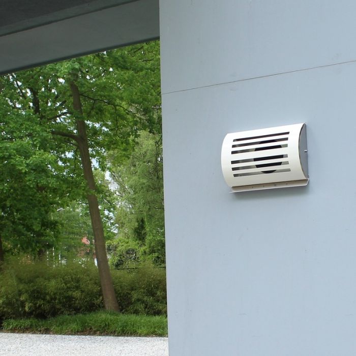 Design-Wetterschutzgitter PREMIUM LINE -DELTA- Ø 125 mm mit Rückschlagklappe – WEISS RAL9010