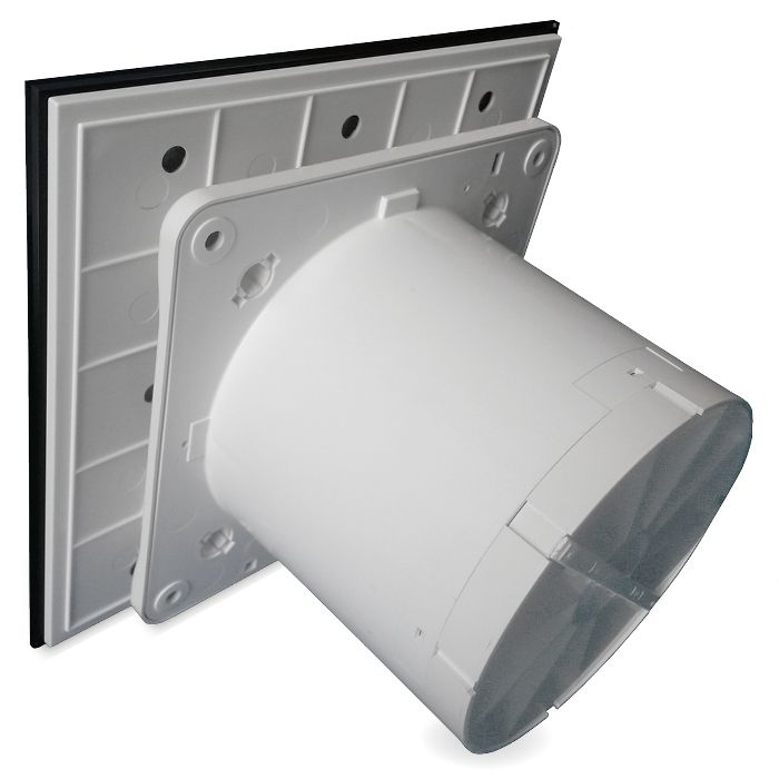 Pro-Design Badlüfter – STANDARD (KW100) – Ø 100 mm – flaches GLAS – glänzend Schwarz Pro-Design Badlüfter – STANDARD (KW100) – Ø 100 mm – flaches GLAS – glänzend Schwarz