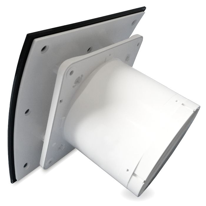 Pro-Design Badlüfter - mit Nachlauf (KW100T) - Ø 100 mm - gewölbtes GLAS - glänzend Schwarz