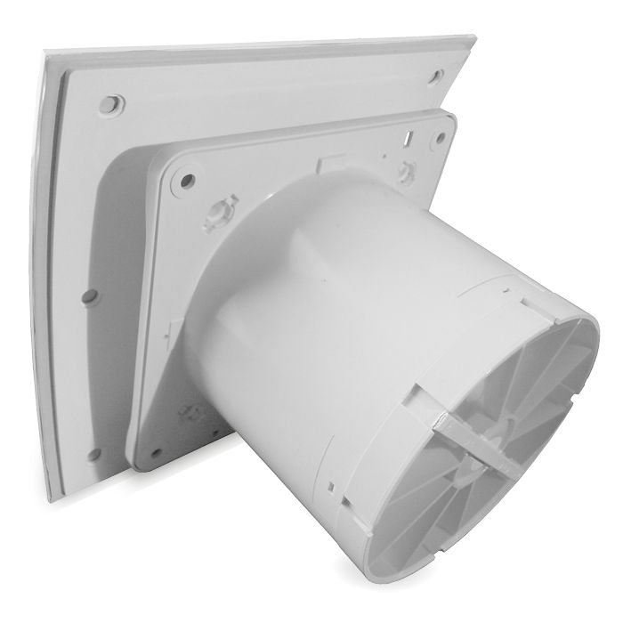 Pro-Design Badlüfter - mit Nachlauf (KW100T) - Ø100 mm - gewölbtes Glas - matt Weiß