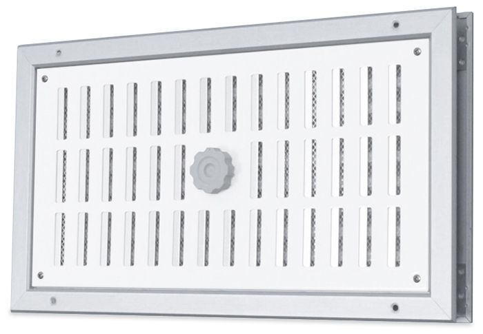 Verschließbares Türgitter aus Aluminium 400 x 200 mm – WEISS & ALU (Innentür) (G31A-4020)