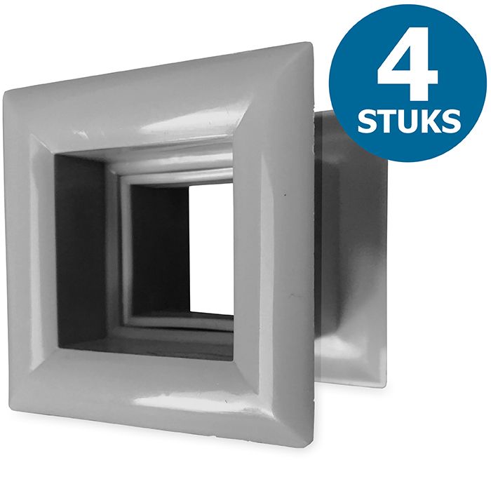 Quadratische Türgitter 29 x 29 mm – Kunststoff grau – 4-Stück-Packung Quadratische Türgitter 29 x 29 mm – Kunststoff grau – 4-Stück-Packung