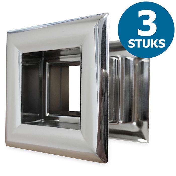 Quadratische Türgitter 29 x 29 mm – Kunststoff Chrom – 3-Stück-Packung Quadratische Türgitter 29 x 29 mm – Kunststoff Chrom – 3-Stück-Packung