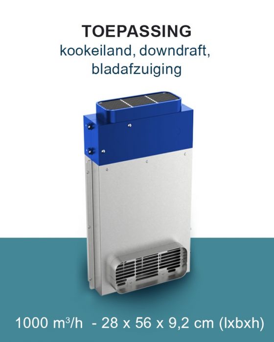 PuriVent DOMINO Filter für Kochfeld mit integriertem Dunstabzug – 950 m3/h – 220 x 90 mm