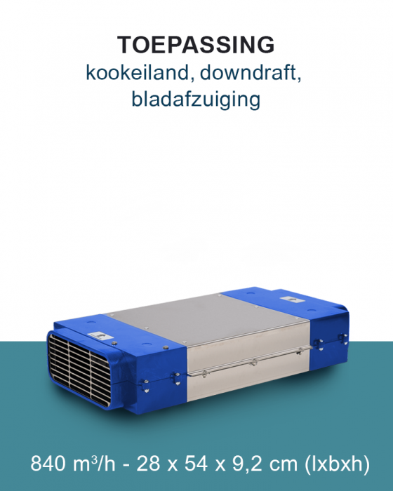 PuriVent DOMINO Filter für Kochfeld mit integriertem Dunstabzug – 800 m3/h – 220 x 90 mm