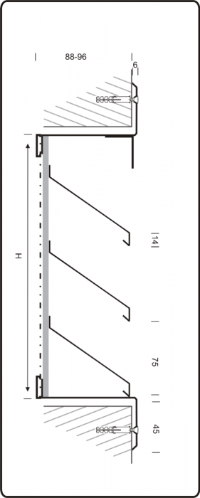 Lamellengitter VTA-774V (EINBAU) - verzinkter Stahl - hoher Durchlass - MASSANFERTIGUNG VENTIMA