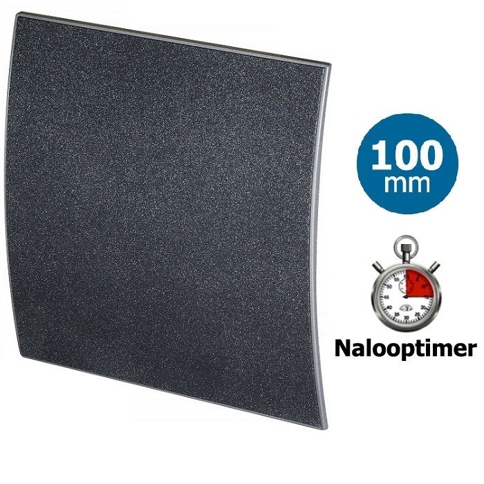 Pro-Design Badlüfter – mit Nachlauf (KW100T) – Ø 100 mm – Kunststoff – Grafit DELUXE