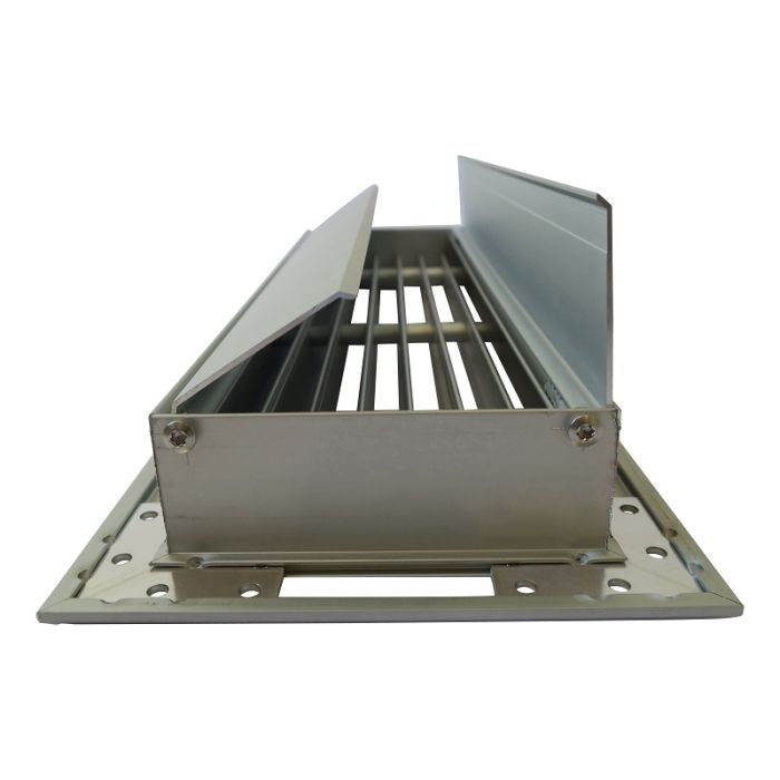 Bodengitter DELUXE 305 x 100 mm (passt in ein Brink-Maß von 305 x 102 mm) mit Volumenreglerabdeckung – Aluminium