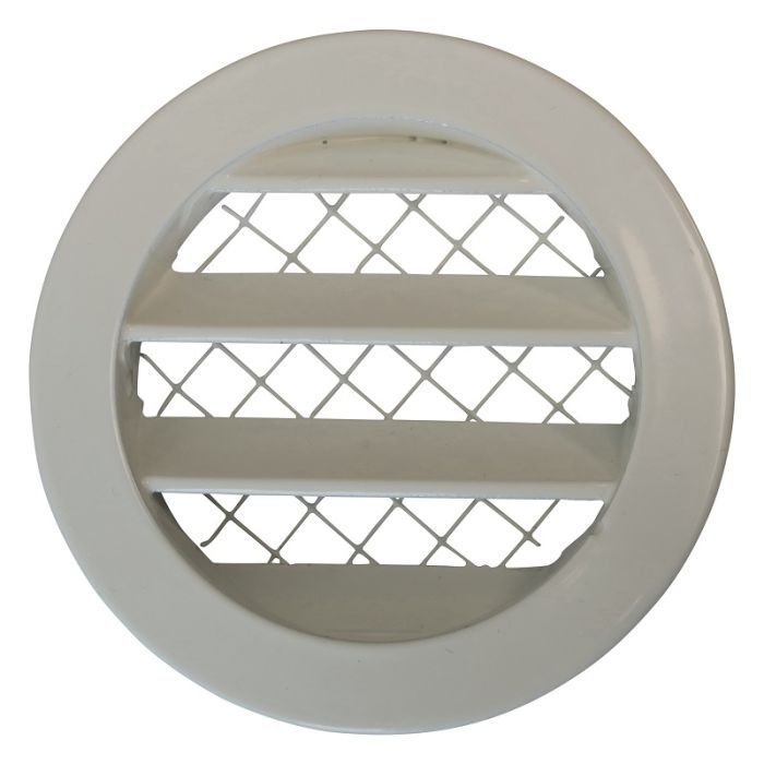 Rundes Außenluftgitter Aluminium Ø 80mm - WEISS - mit grobmaschigem Gitter - hoher Durchlass