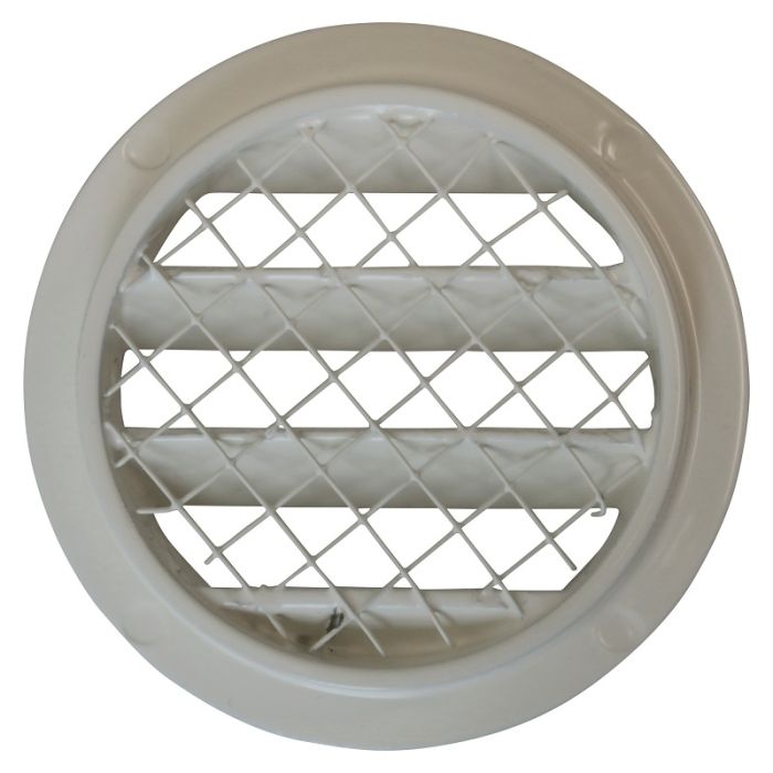 Rundes Außenluftgitter Aluminium Ø 80mm - WEISS - mit grobmaschigem Gitter - hoher Durchlass