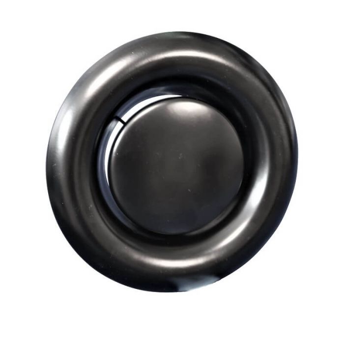 Gitter/Ventil (Abzug) Ø 125mm Stahl - schwarz - MIT HÜLSE Gitter/Ventil (Abzug) Ø 125mm Stahl - schwarz - MIT HÜLSE