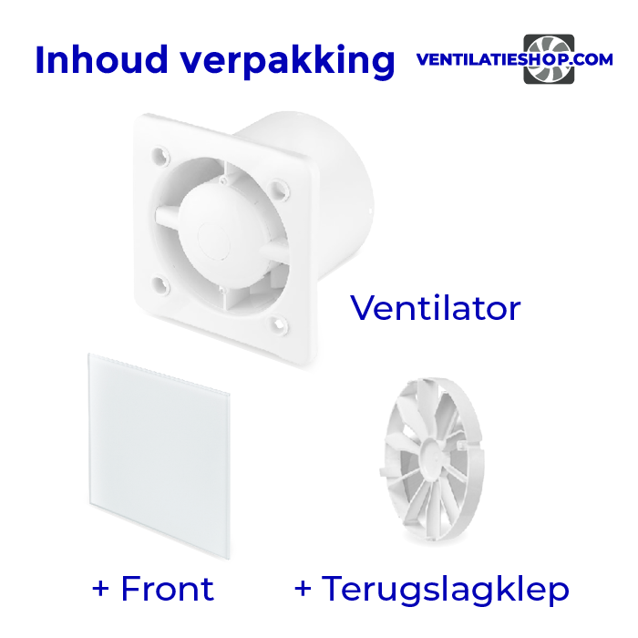 Pro-Design Badlüfter – mit Nachlauf + Feuchtigkeitssensor (KW125H) – Ø 125 mm – flaches GLAS – matt Weiß