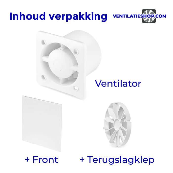 Pro-Design Badlüfter – ZUGSEIL (KW100W) – Ø 100 mm – flacher Kunststoff – Weiß