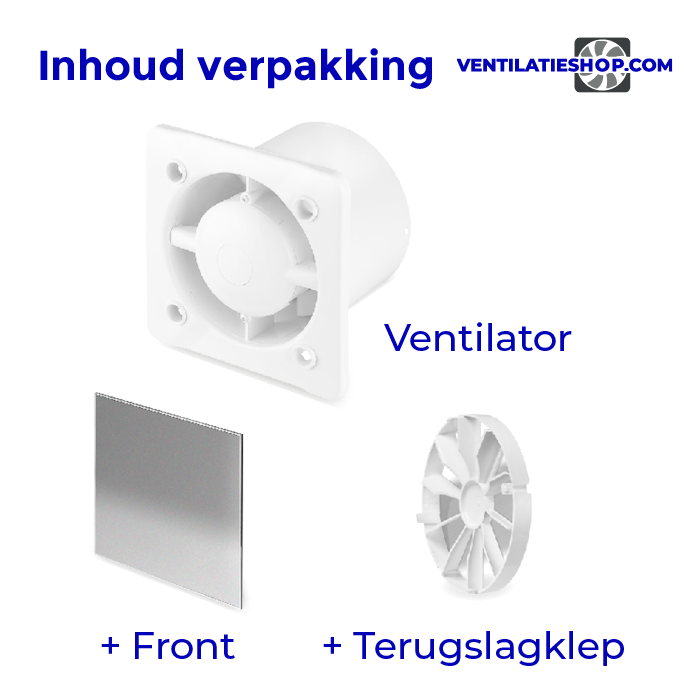 Pro-Design Badlüfter – mit Nachlauf + Feuchtigkeitssensor (KW100H) – Ø 100 mm – Edelstahl flach