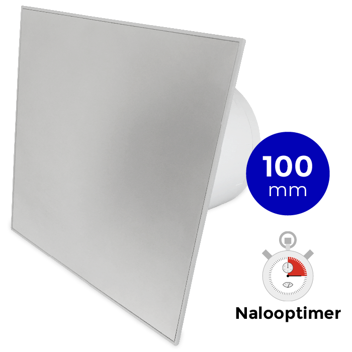 Pro-Design Badlüfter - mit Nachlauf (KW100T) - Ø100 mm - Edelstahl flach