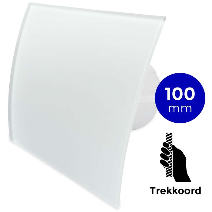 Pro-Design Badlüfter - ZUGKABEL (KW100 W) - Ø 100 mm - gewölbtes Glas - matt Weiß Pro-Design Badlüfter - ZUGKABEL (KW100 W) - Ø 100 mm - gewölbtes Glas - matt Weiß