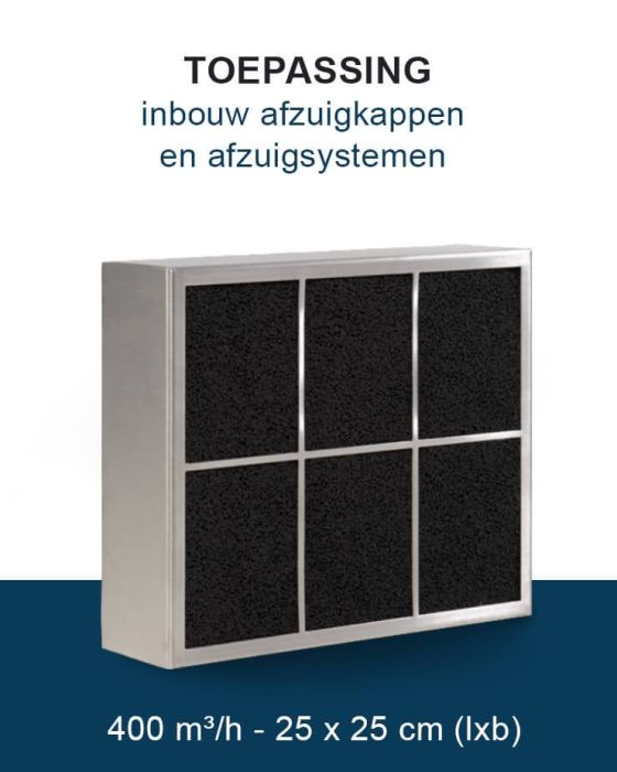 PuriVent CARRE Filter für Einbaudunstabzugshauben – 400 m3/h - 250 x 250 mm – Anschluss Ø 150 mm