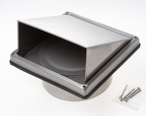 Edelstahl-Fassadenabdeckung mit Klappe, Anschlussgröße Ø 100 mm - Stahl 