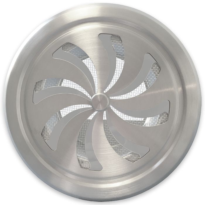 Abschließbares Lüftungsrosette gebürsteter Edelstahl - rund - Ø 100mm