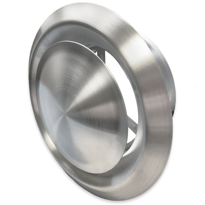 Tellerventil Edelstahl gebürstet - Abluft und Zuluft - Ø 125mm Tellerventil Edelstahl gebürstet - Abluft und Zuluft - Ø 125mm