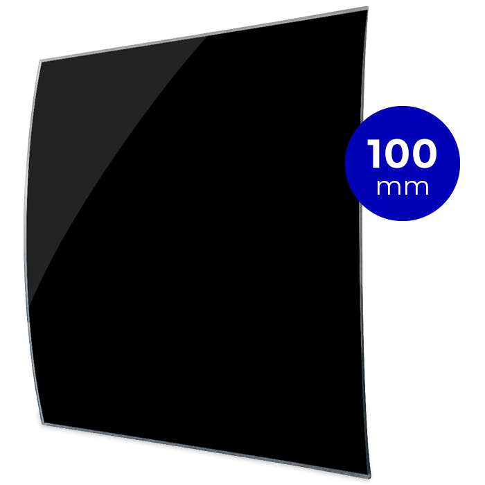 Design-Lüftungsgitter quadratisch (Abluft & Zuluft) Ø 100 mm – GLAS gewölbt – glänzendes Schwarz Design-Lüftungsgitter quadratisch (Abluft & Zuluft) Ø 100 mm – GLAS gewölbt – glänzendes Schwarz
