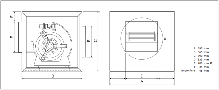 CHAYSOL airbox Lüftungsbox (UPE 10/10) Typ CM-AL, 2800 m3/h (bei 150 Pa) 400-mm-Anschluss 