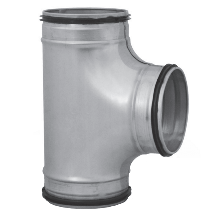 T-Stück 90º mit Dichtung Ø 180 mm – Ø 180 mm – Ø 180 mm