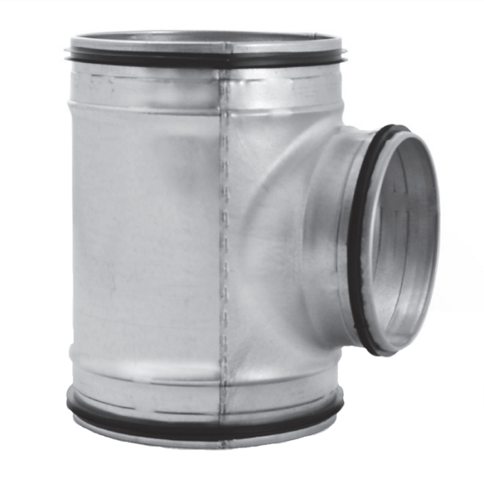 T-Stück 90º mit Dichtungsgummi Ø 250mm - Ø 250mm - Ø 200mm