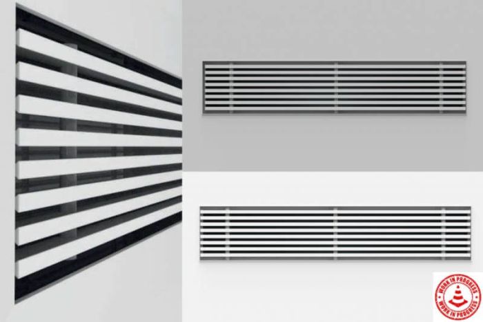 Einbaufähiges rahmenloses Wandgitter - 160x60mm - für Kanal 170x70mm