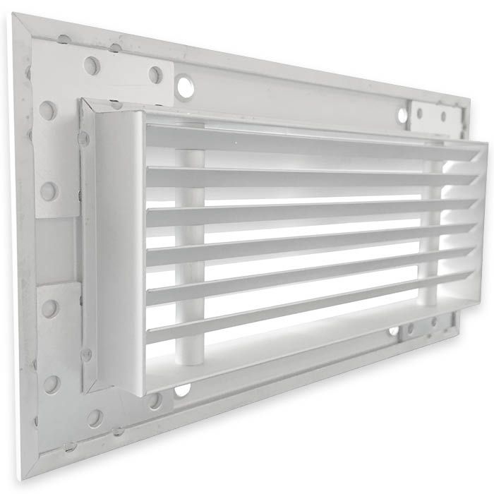 Tafelgitter bündiger Einbau für Lochgröße (BxH) 170 x 70 mm - 45º Lamellen - Aluminium